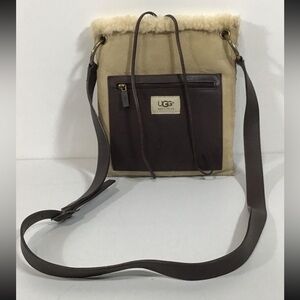 Women’s UGG Tan and Brown Shearling/Leather Crossbody Bag